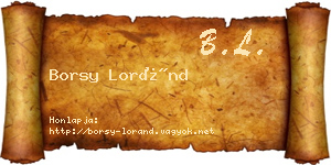 Borsy Loránd névjegykártya
